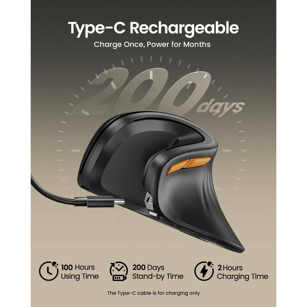 ProtoArc EM11 NL Wireless Vertical Ergonomic Mouse Bluetooth 2.4G Rechargeable